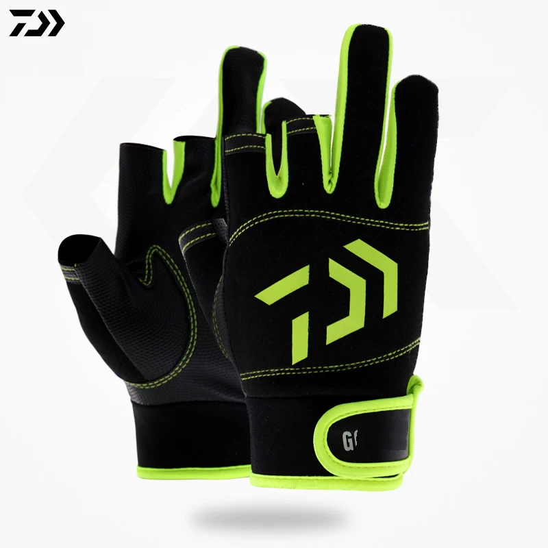 Daiwa 1 пара 3/5 порезов пальца кожаные перчатки для рыбалки спортивные Нескользящие