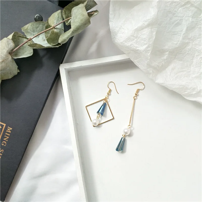 Винтажные Асимметричные геометрические серьги корейские акриловые бусы