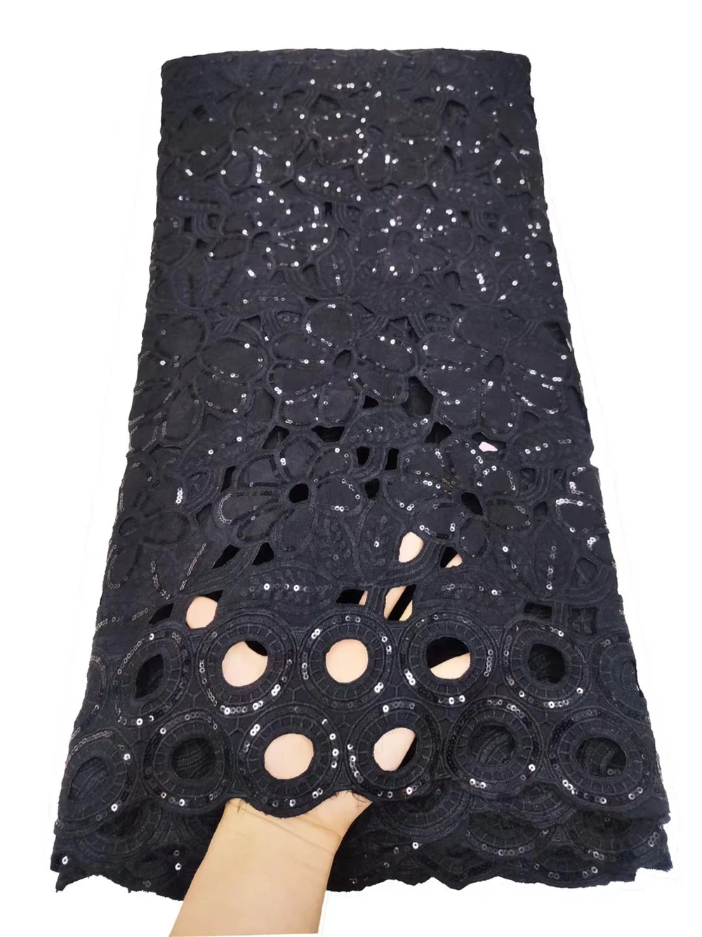 NI.AI черный гипюр высшего класса кружевной вырез Африканский шнур ткань