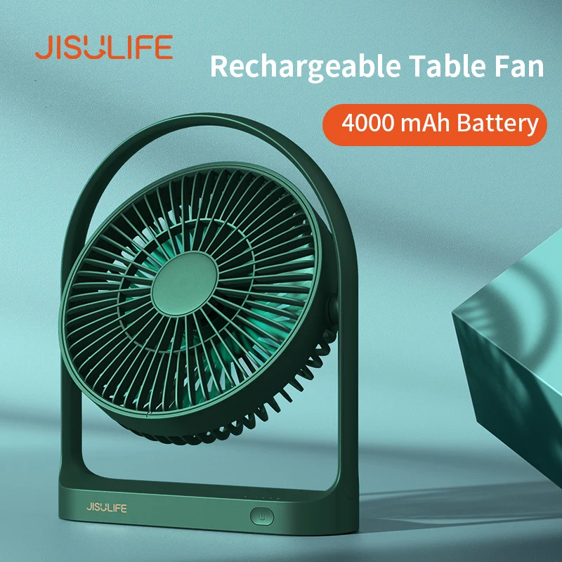 

Настольный вентилятор JISULIFE, перезаряжаемые настольные мини-вентиляторы с мощным потоком воздуха, 4000 мАч, 4 скорости вращения, вращение на 270 ...