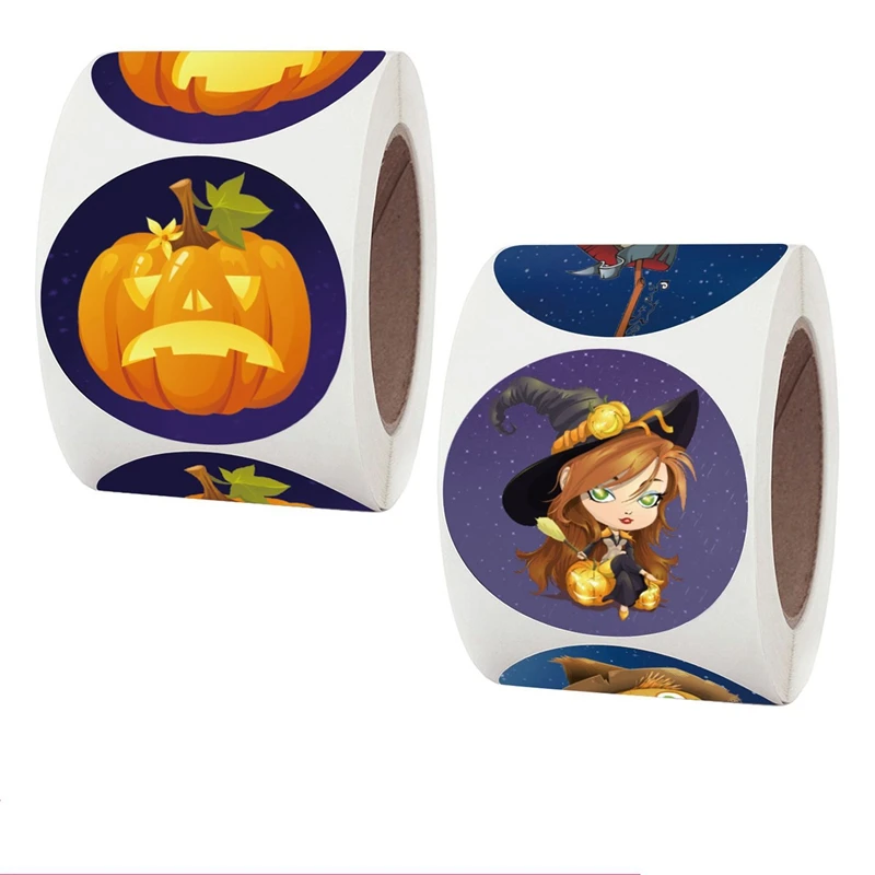 500pcs Halloween Decoration Labels Seal Stickers Pumpkin ghost Cat Elf Witch Ghost Sealing Gift Paper School Supply Gift Sticker