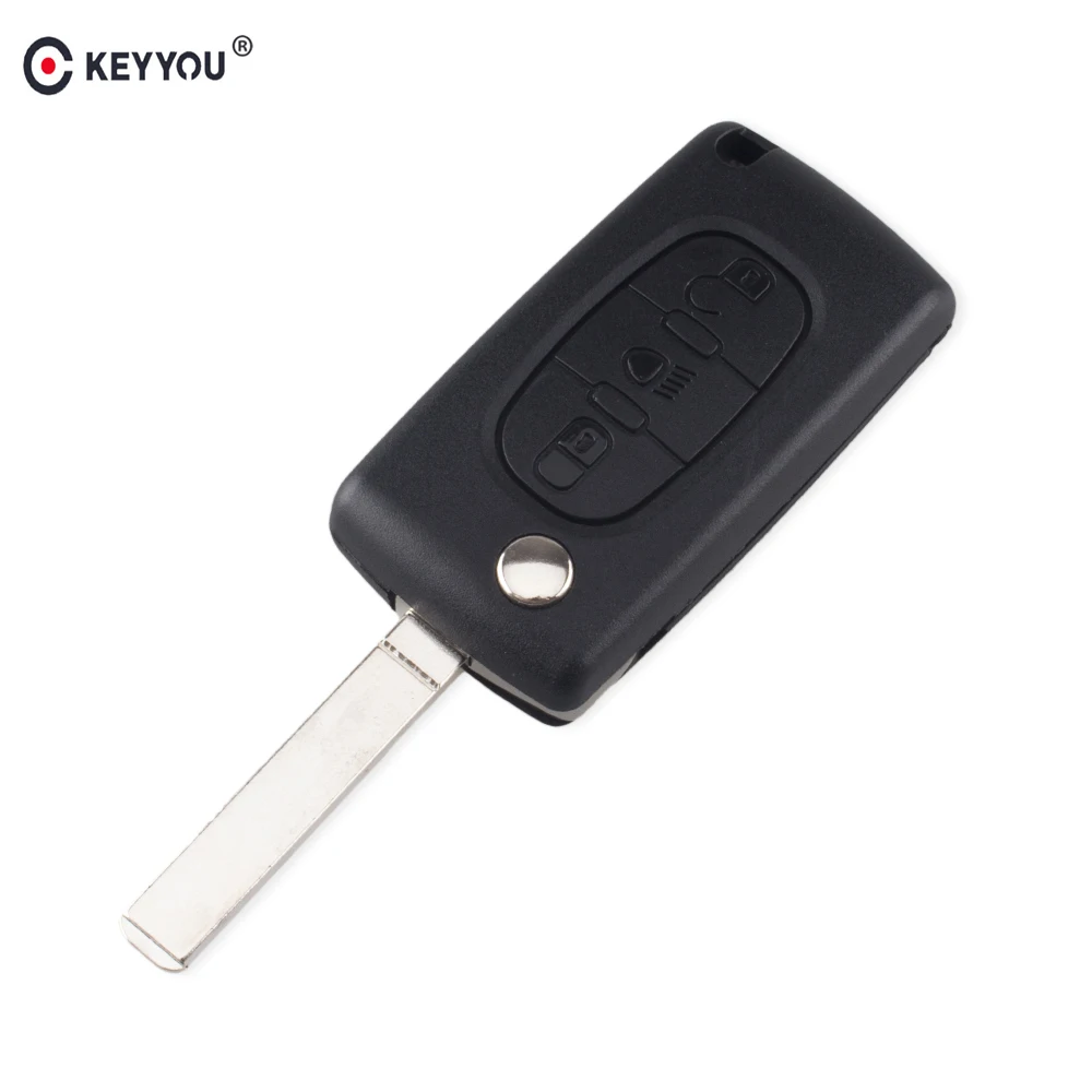 KEYYOU 3 кнопочный дистанционный Флип складной чехол для ключей Fob Peugeot 307 407 308 607