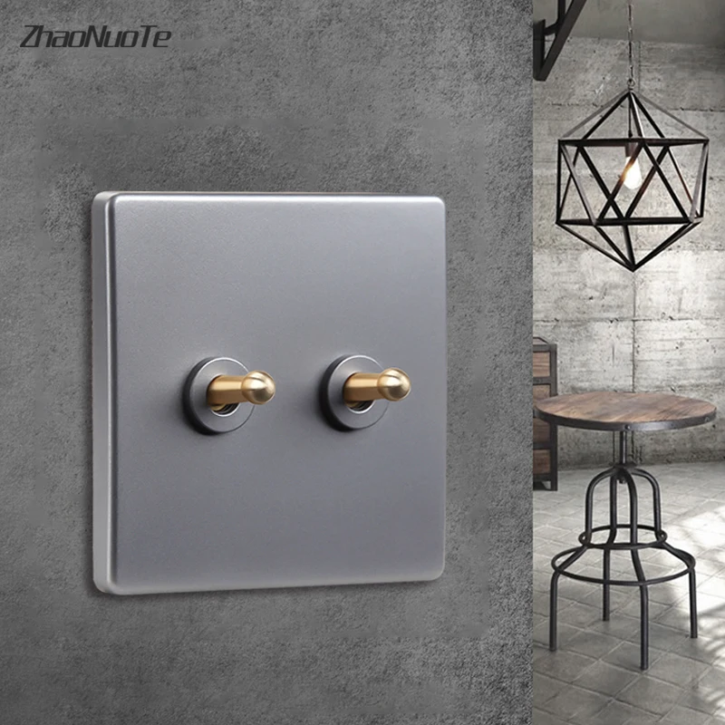 86 Тип серебристо-серой панели ретро настенный светильник тумблер 1-4gang 2-сторонний