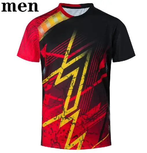 men black 1 shirt Новые теннисные футболки, мужские футболки для настольного тенниса, футболки с коротким рукавом для тренировок и тренировок, футболки для бадминтона 1820 - Цвет: men black 1 shirt