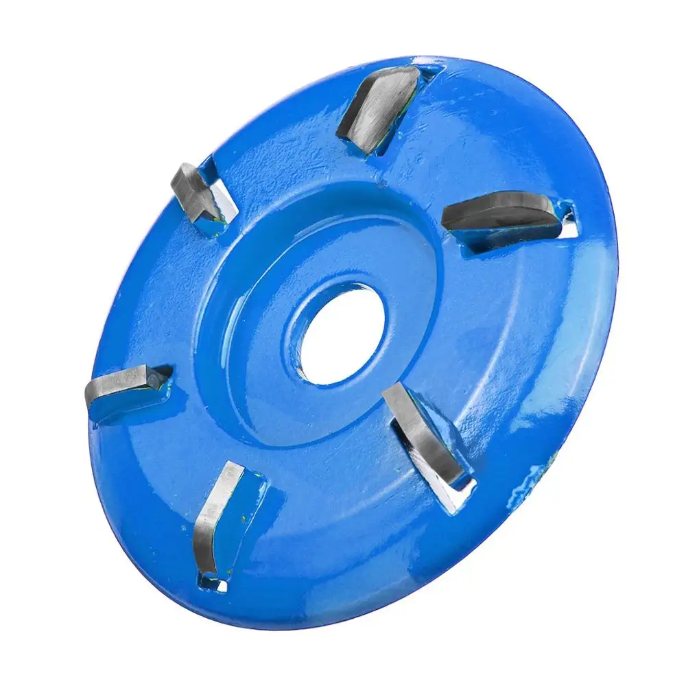 Round blue Мощность резьба по дереву дисковая угловая шлифовальная машина Деревообработка турбо плоскостная угловая шлифовальная машина вложение шестизуб фреза - Color: Round blue