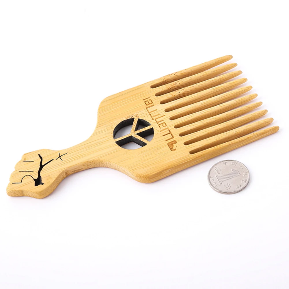

Fist Afro Pick Wood Wide Teeth Hair Comb For Volumizing Hair Styling Anti-static Comb Brush Detangling Comb