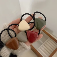 women simple triangle acrylic hair tie polishing resin elastic hair band fashion solid ponytail rubber band hair accessories
