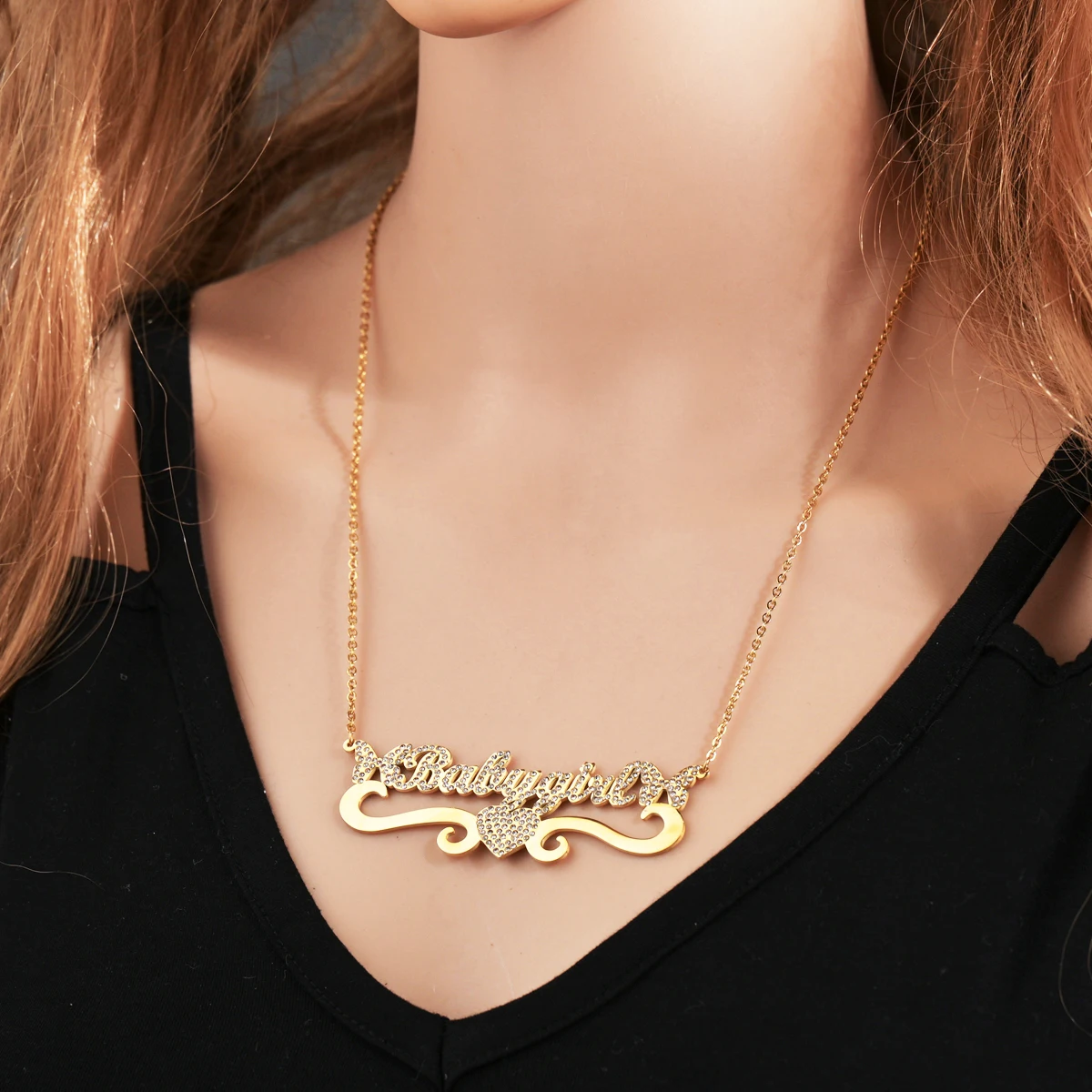 

Custom Personalized Name Stainless Steel Necklaces Cubic Zircon Letters for Women Crystal Pendant for Women Jewelry Dropshipping