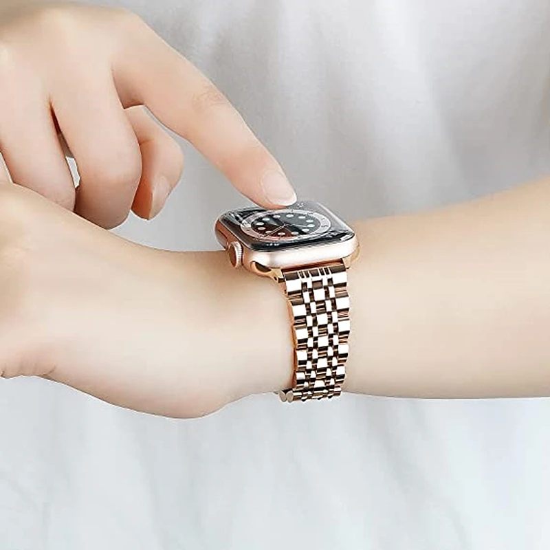 

Тонкий браслет для Apple Watch Series 7 Band Series 6 SE 45 мм 41 мм 44 мм 40 мм, тонкий браслет из нержавеющей стали для Apple Watch 3 42 мм 38