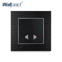 hot sales 2 pin universal socket wallpad luxury wall light switch al satin metal panel eu 2 pin plug universal socket