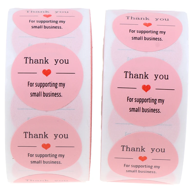 Розовые бумажные этикетки наклейки Золотая наклейка спасибо Скрапбукинг 500 шт
