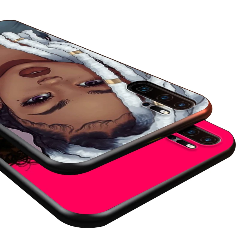 

Black Cover Afro Girls Art for Huawei P40 P30 P20 P10 P9 P8 Pro Lite 4G 5G 2019 2017 Plus Mini Phone Case