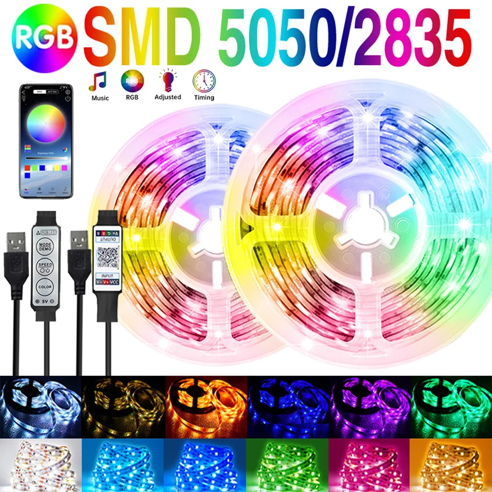 RGB 5050 2835 5 в USB Bluetooth управление через приложение Светодиодная лента гибкое