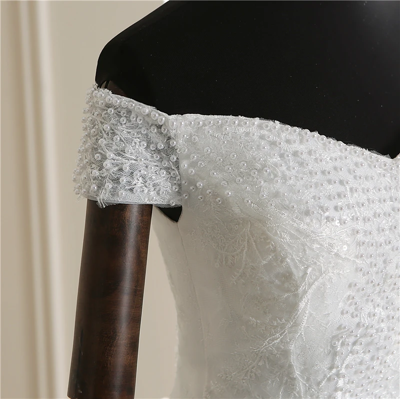 Нежная кружевная вышивка, аппликация свадебное платье с жемчугом Vestidos De Novia Милое Свадебное платье размера плюс Robe De Mariage 30