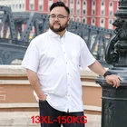 Мужская деловая рубашка с коротким рукавом, летняя деловая рубашка размера плюс, 8XL, для свадьбы, 9XL, 10XL, 12XL, темно-синий и черный цвета