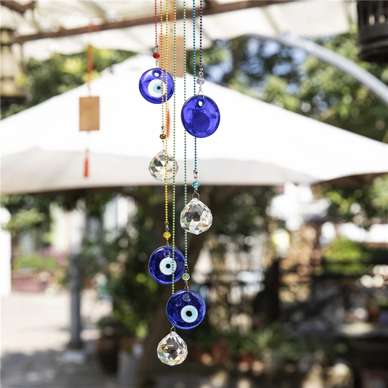 H &amp D энергия чакры хрустальный шар Suncatcher турецкий синий сглаза ветер