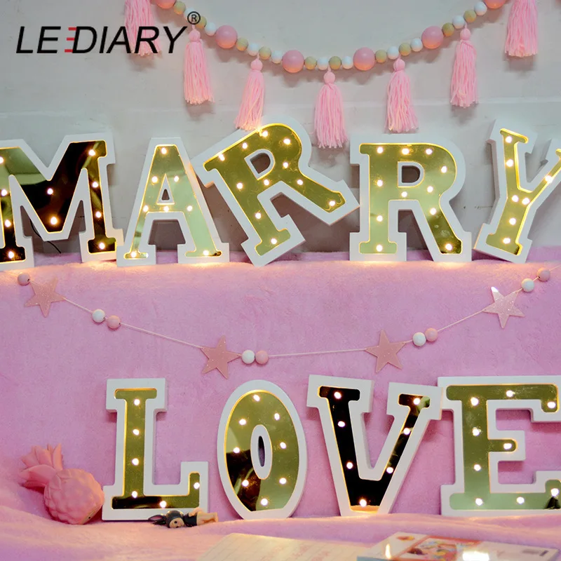 Деревянные светодиодсветодиодный ночники IARY с буквами золотые дневные