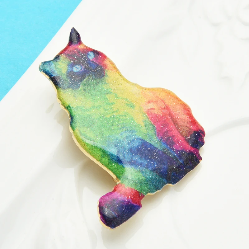 

Wuli&bby Shining Cat Brooches Women Unisex Lovely Multicolor Fat Cat Pet Animal Party Casual Brooch Pins Gifts