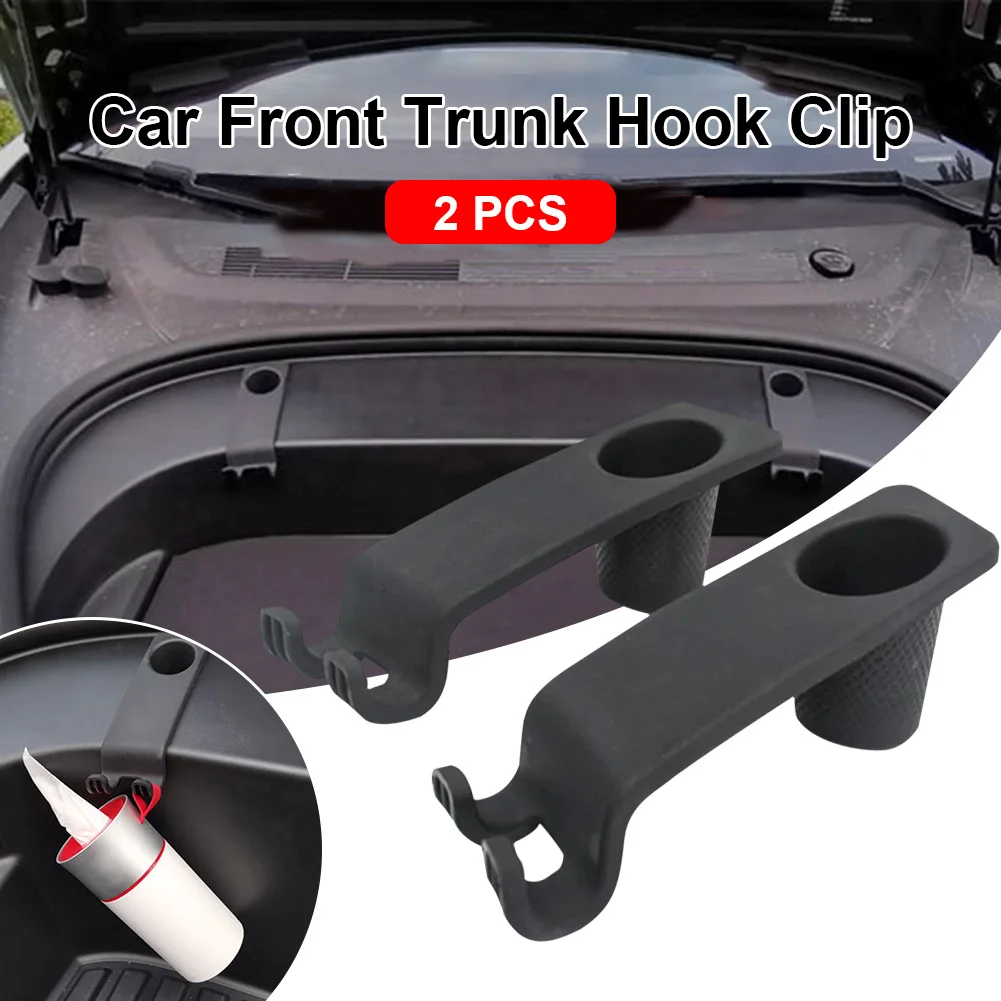 

2pcs Car Front Trunk Hook Clip Grocery Bag Hanger Double Hooks Frunk Hook Car Interior Accessories for Tesla Model 3
