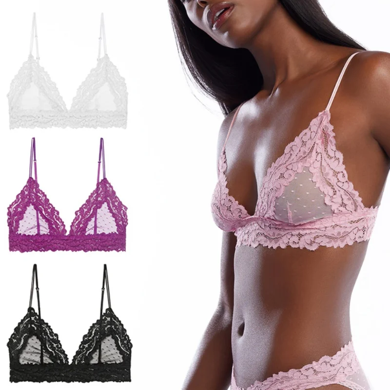 

Women Bras Fashion Seamless Lace Patchwork Backless Bra Sexy Lingerie Comfortable Adjustable Wireless Bralette Hot