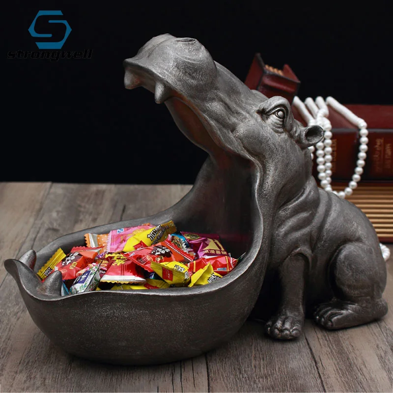 Strongwell Европейская статуя гиппопопотама настольная лоток для хранения мелочей