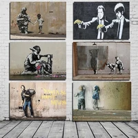 banksy street graffiti art canvas painting poster and print nordic style wall art pictures cuadros for living room home decor