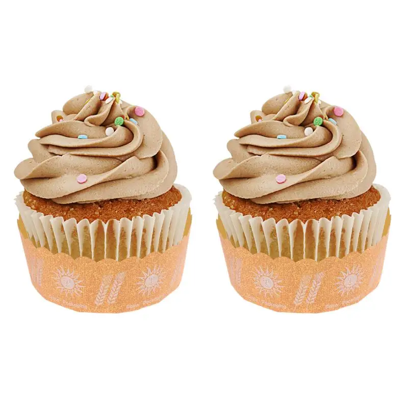 90 шт. 6 дюймов большие крафт бумаги чашки Маффин Подсолнух узор кексы бумажные