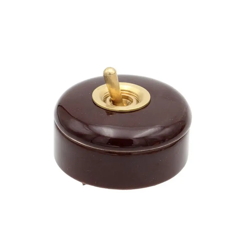 

AC 250V Vintage Ceramic Toggle Switch Brass Lever Rocker Retro ON OFF Wall Switch Classical Lamp Switch