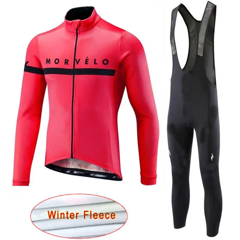 Morvelo тепловой флис мужской зимний Велоспорт Джерси Набор Ropa Ciclismo Invierno супер теплый Bkie одежда длинный 9D гелевый коврик