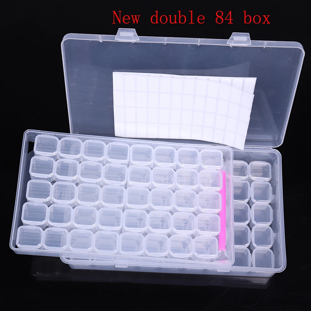 

Diamond Painting Accessories double 84 Grid Container Box DIY Diamond Embroidery Mosaic Tools Bead Transparent Plastic Drill Pen