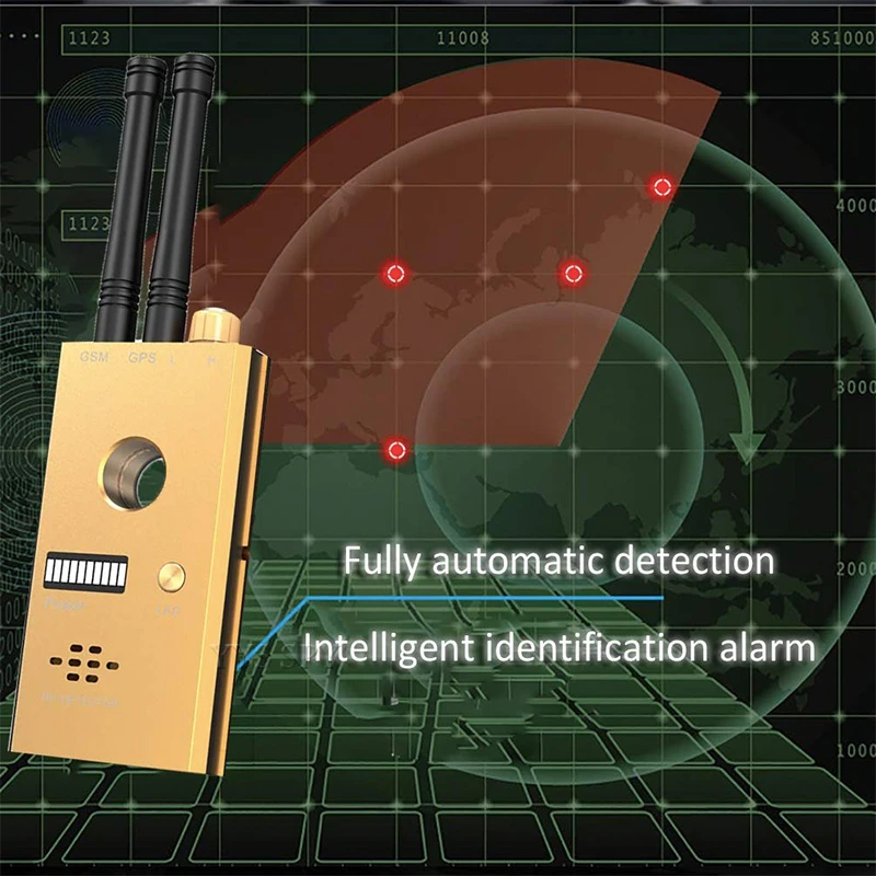 

Bug Detector RF Anti-Spy Wireless Signal Hidden Camera Pinhole Laser Lens GSM GPS Tracker Device Finder Portable Alarm Scanner