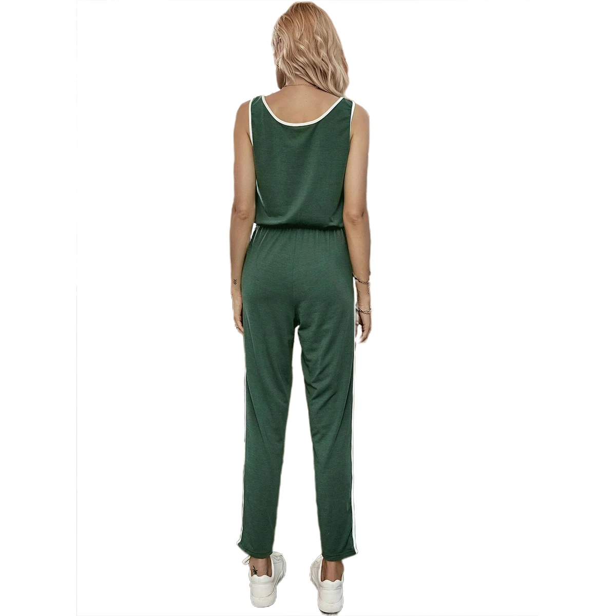 

New Women's Jumpsuits Summer Romper Casual Off-Shoulder Loose Elastic Waist High Waist Sleeveless Wear Lace-up Long String 2020