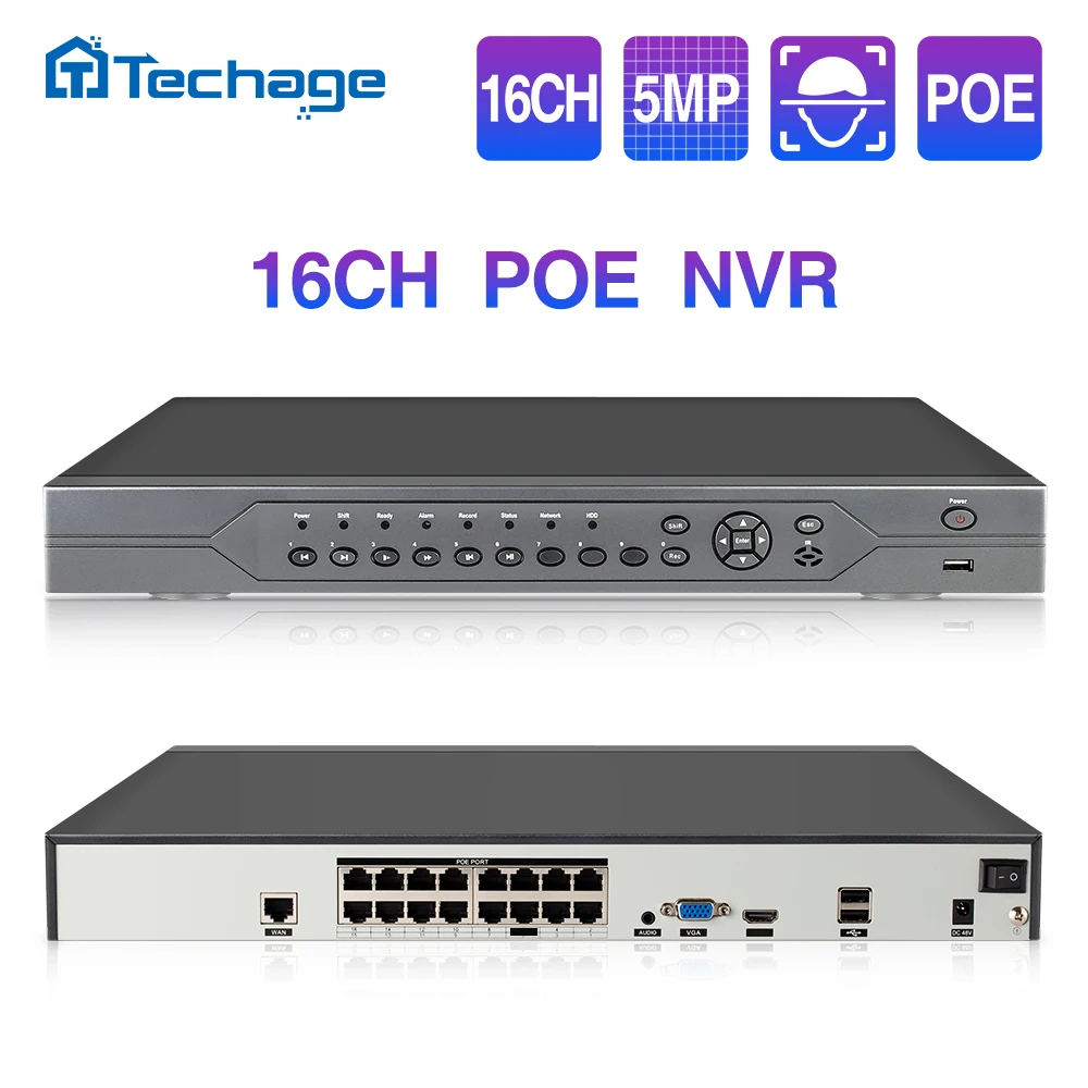 Kaufen H.265 H.264 16CH 5MP 3MP 2MP 8CH 4K POE NVR P2P Remote View 1080P Netzwerk Video Recorder Für IP Kamera Überwachung CCTV-System