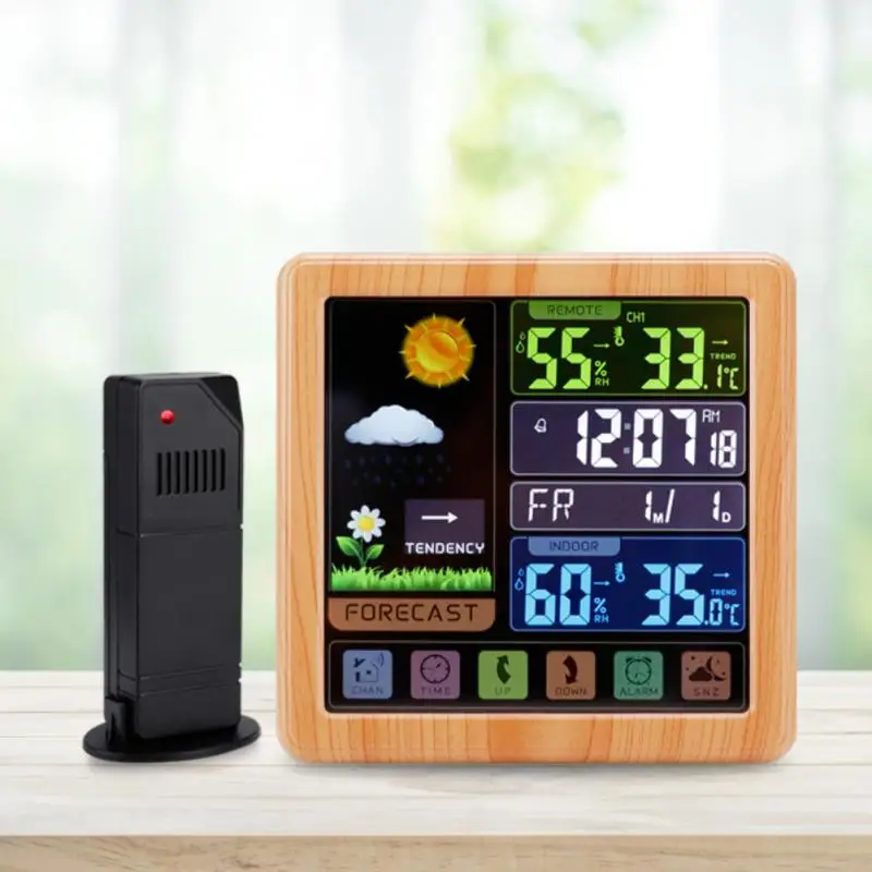 

Weather Station Clocks Wireless Digital LED Calendars Table Clock With Temperature And Humidity Snooze Alarm Clock