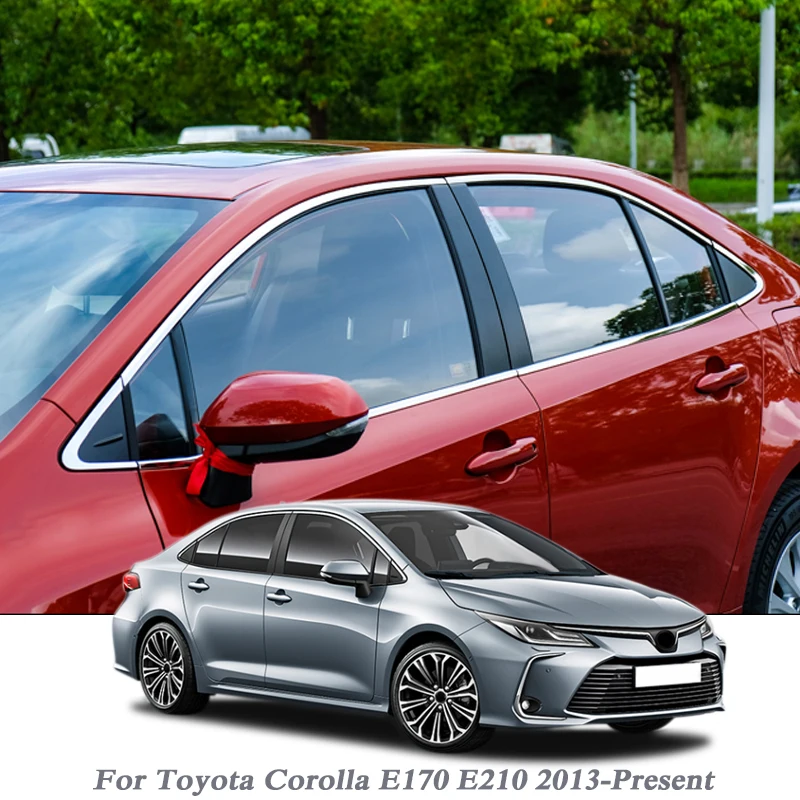 

Наклейка на столбик для Toyota Corolla E170 E210 2013 г. В., декоративная накладка на окно, Внешнее украшение кузова, хромированный аксессуар