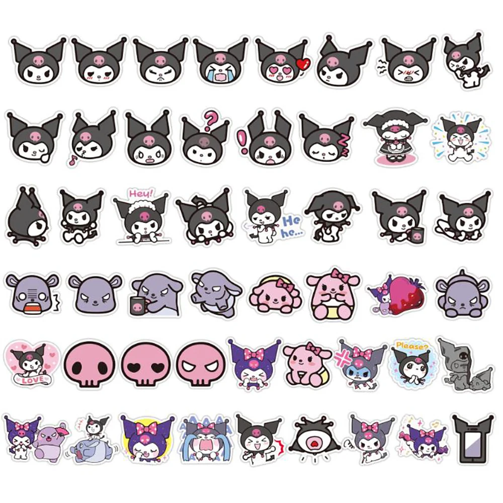 

50PCS Cartoon Kawaii Kuromi Stickers Skateboard Fridge Guitar Laptop Motorcycle Travel Luggage Classic Toy Decal Sticker Kid Toy