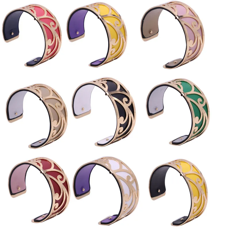 Сменный Кожаный Браслет манжета браслеты золотого цвета в форме цветка Женский