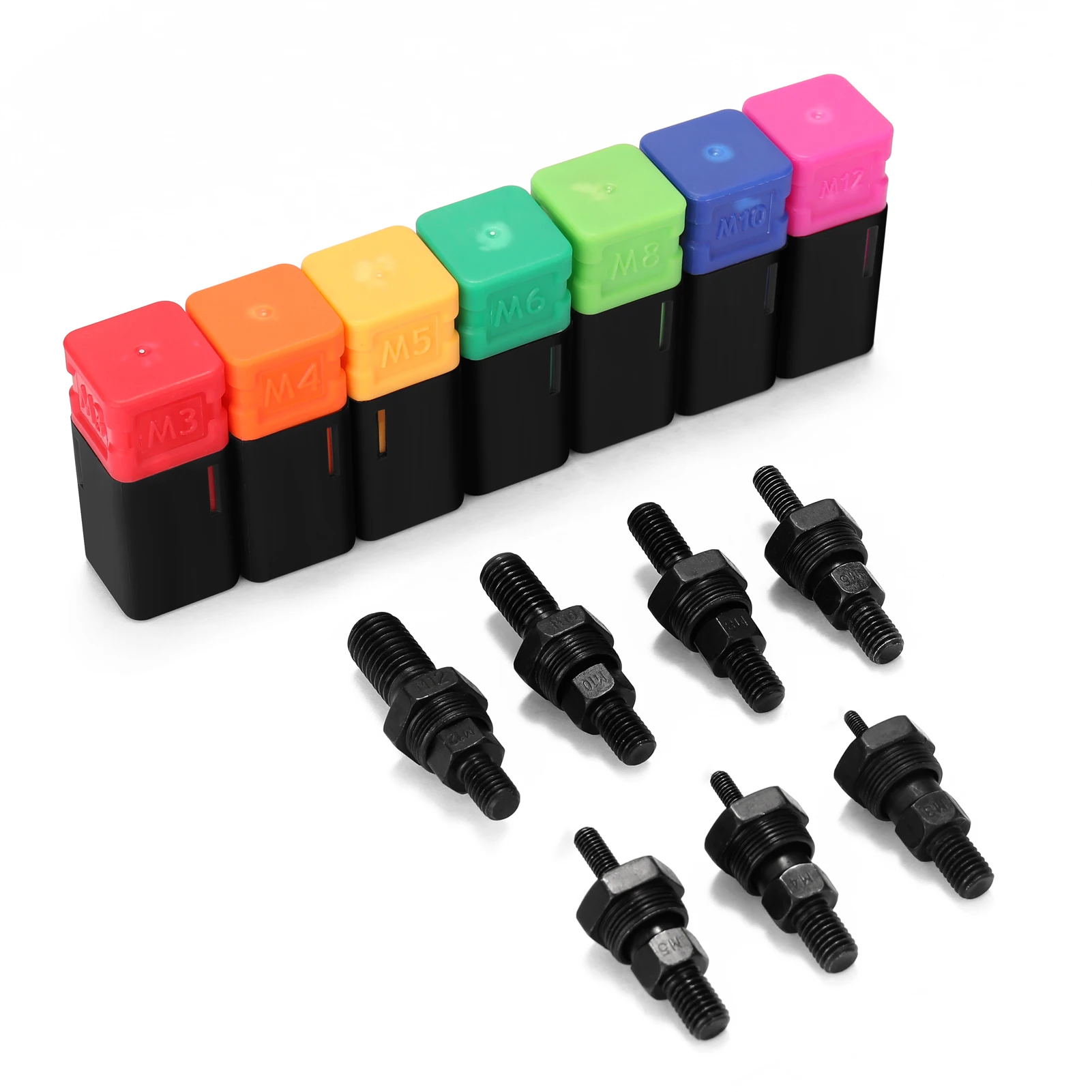 

7pcs Mandrel Riveter Machine Accessory Threaded Mandrel Rivet Nut Tool Adapter Pull Rod Riveter Replacement Riveting Heads