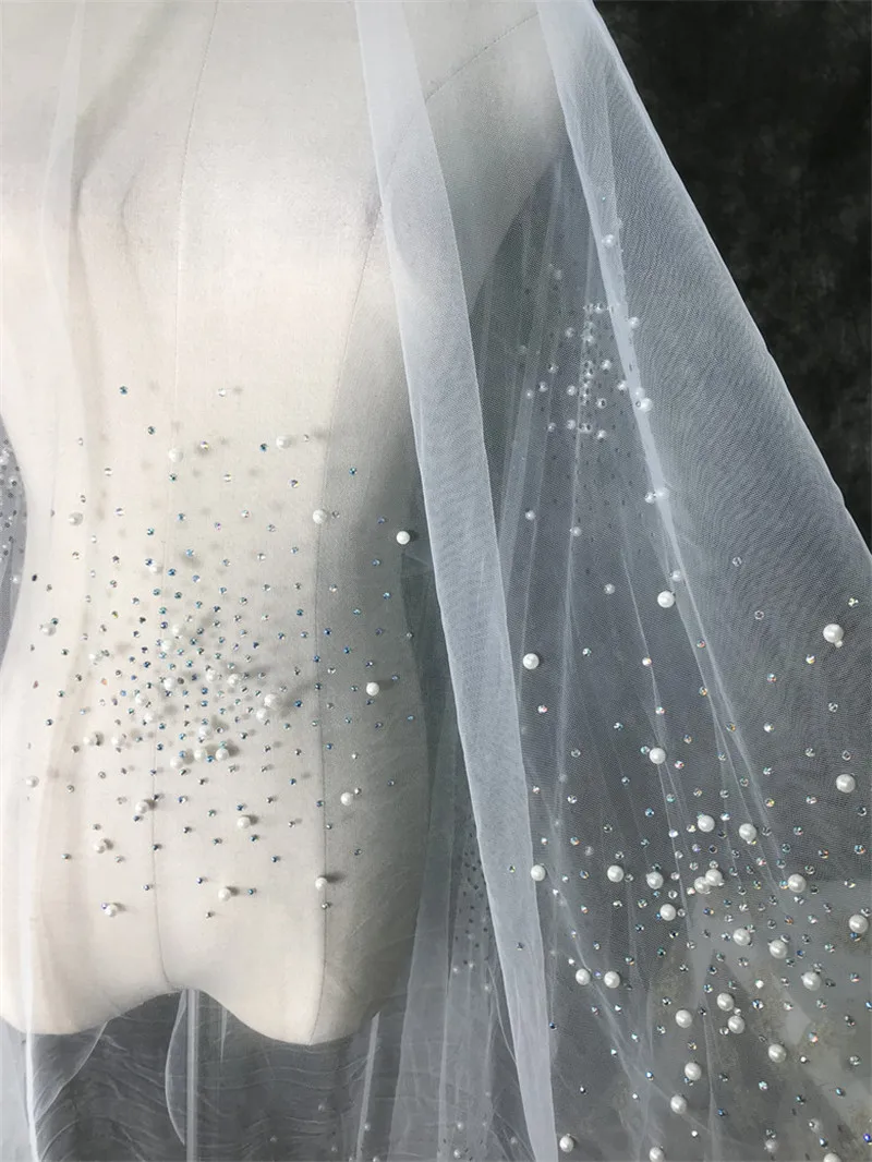 Необычная Бриллиантовая жемчужная сетка для свадебного платья сетчатая мягкая