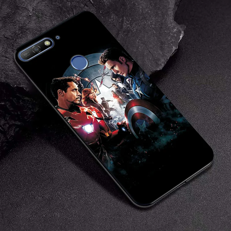 TPUBLK625 Чехол Marvel Hero для huawei Honor 7A 5,45 для huawei Honor 7A Pro, черный ТПУ, Железный человек, мягкий ТПУ для huawei Honor 7 A Pro, 5,7 дюйма - Цвет: TPUBLK625