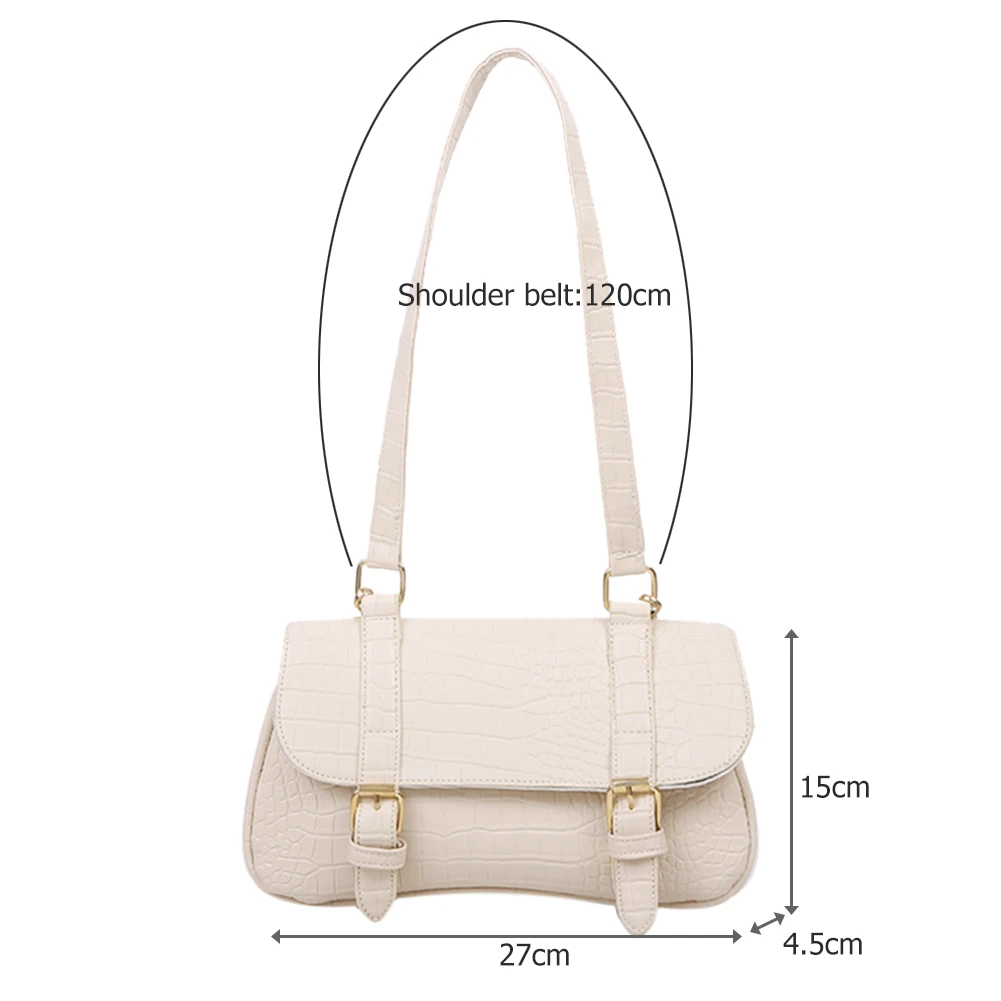 

Women Shoulder Handbag Belt Buckle Chain Crossbody Bag Fashion Alligator Pattern Classic Elegant Crossbody Shoulder Bag