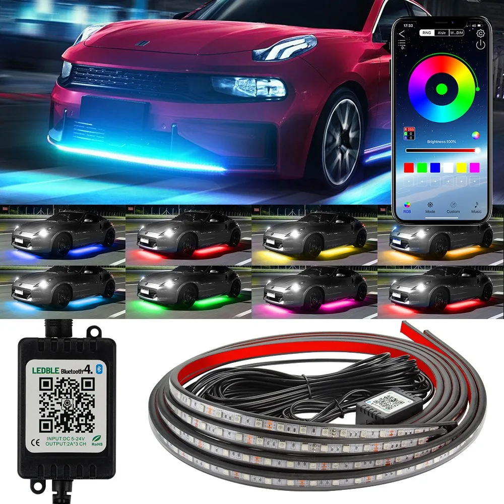 

Светодиодный ная подсветка для автомобиля, атмосферная лампа RGB, цветное дистанционное управление/APP управление, декоративное освещение, автомобильное нижнее светодиодный щение, окружающая Светодиодная лента