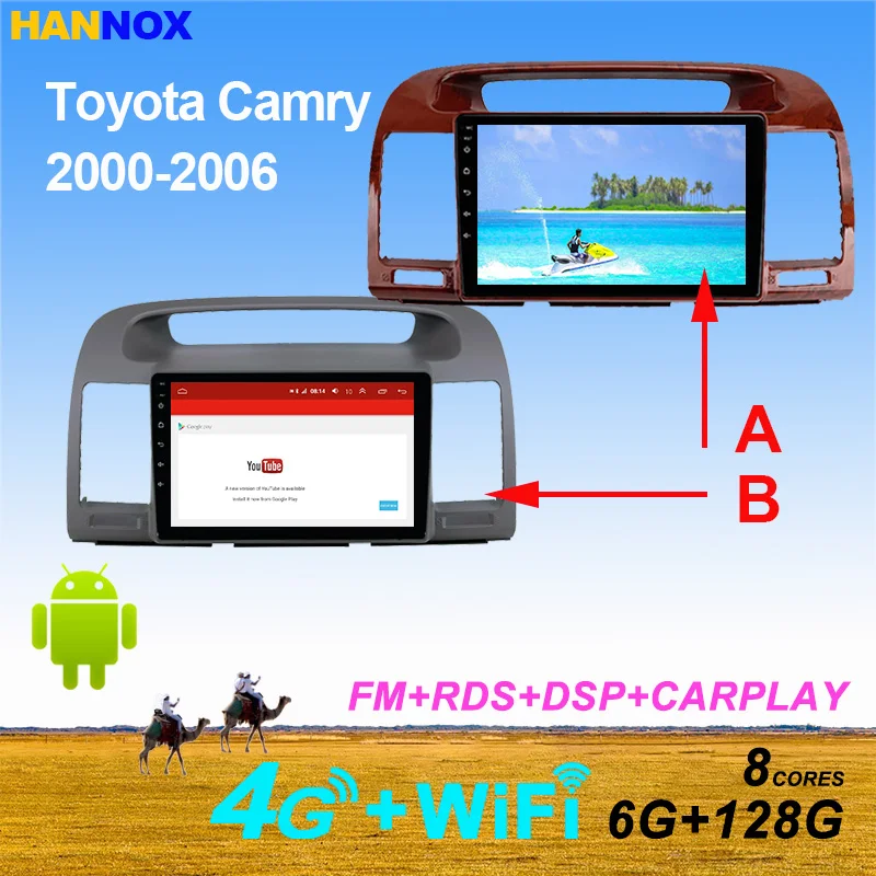 

9inch Android 12 Smart Car Radio Multimedia FM RDS DVD Stereo Player For Toyota Camry 5 XV 30 2000 - 2006