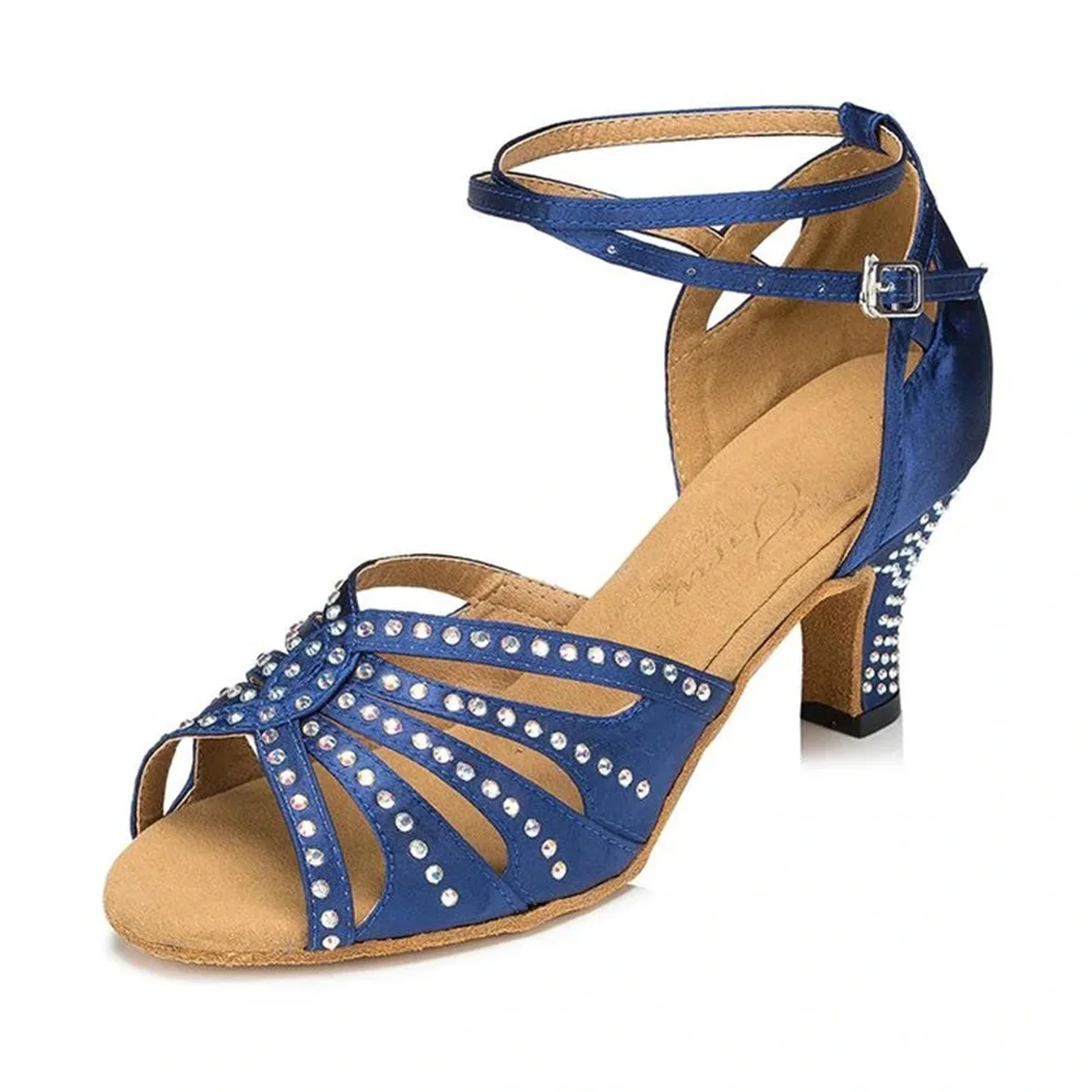 Latin Dance Shoe Woman Buckle Rhinestone Salsa Tango Sneakers Training Dance Shoes High Heel 6cm Heel Ballroom bd dancing shoes