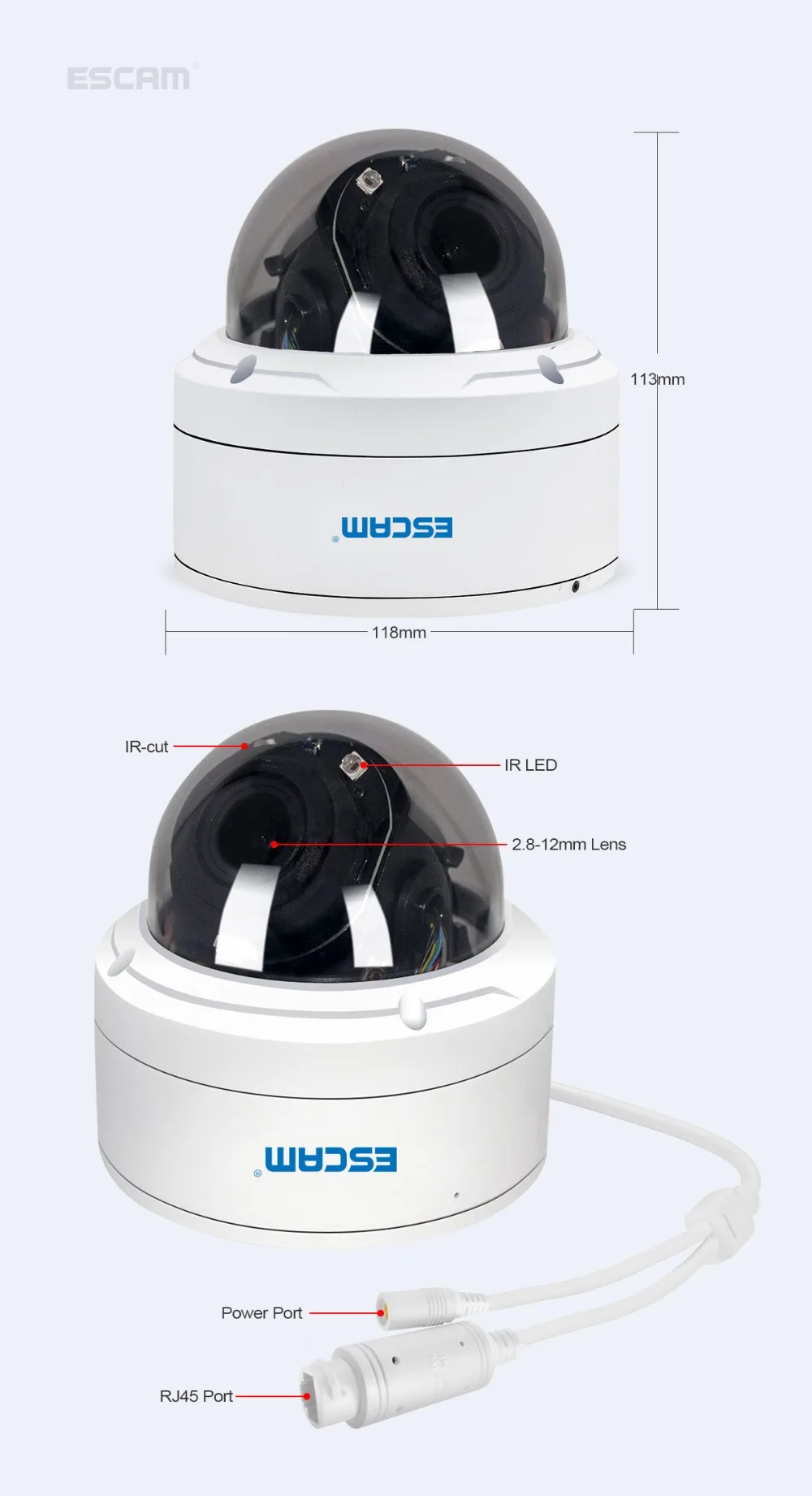 Новейшая камера ESCAM PVR002 2MP HD 1080P PTZ 4X Zoom 2,8-12 мм объектив IP66 водонепроницаемая купольная ip-камера POE Поддержка 3D цифрового шумоподавления
