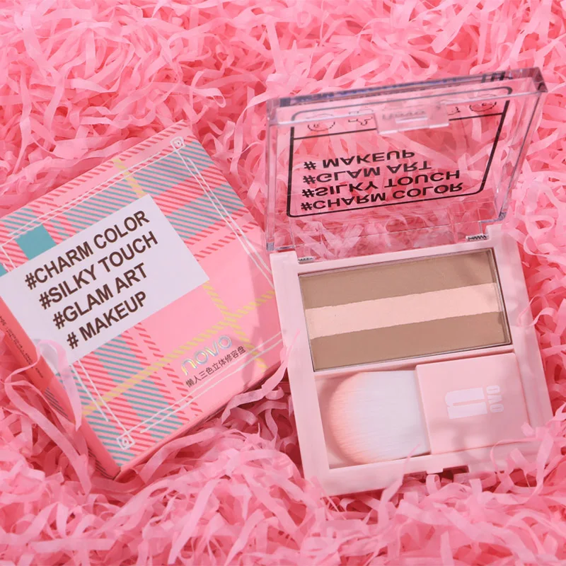 Красота глазурованная 3 цвета бронзовая палитра хайлайтер мерцающие тени для век