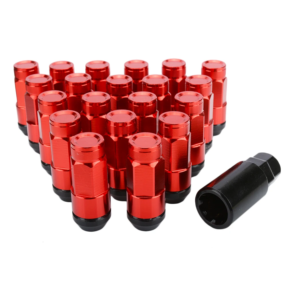 red Высокое качество 20x сплав сталь Сплит Тип противоугонные гайки M12X1.25/M12X1.5 универсальные автомобильные стопорные гайки колеса с 1 ключом безопасности - Название цвета: red
