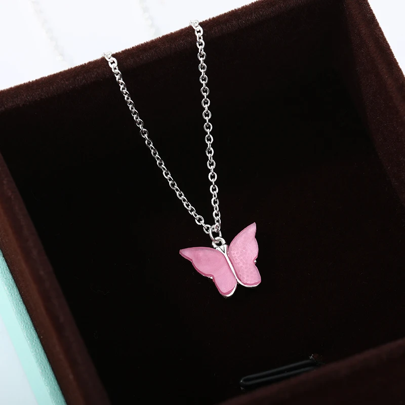 

Harajuku Butterfly Necklace For Women Girlfriend Gold Stainless Steel Chain Choker Female Pendant Necklaces Sweet Jewelry 2020