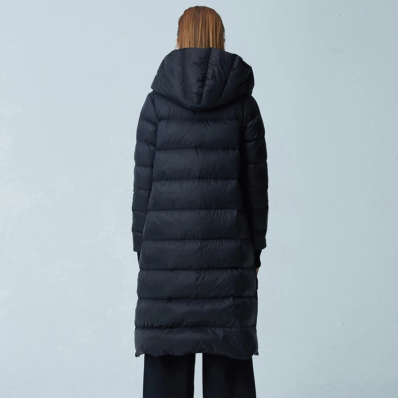 Luxury 2020 Winter Women's Down Jacket Solid Long Puffer Coat Warm Hooded Female White Duck Loose Feather Snow Outwear | Женская