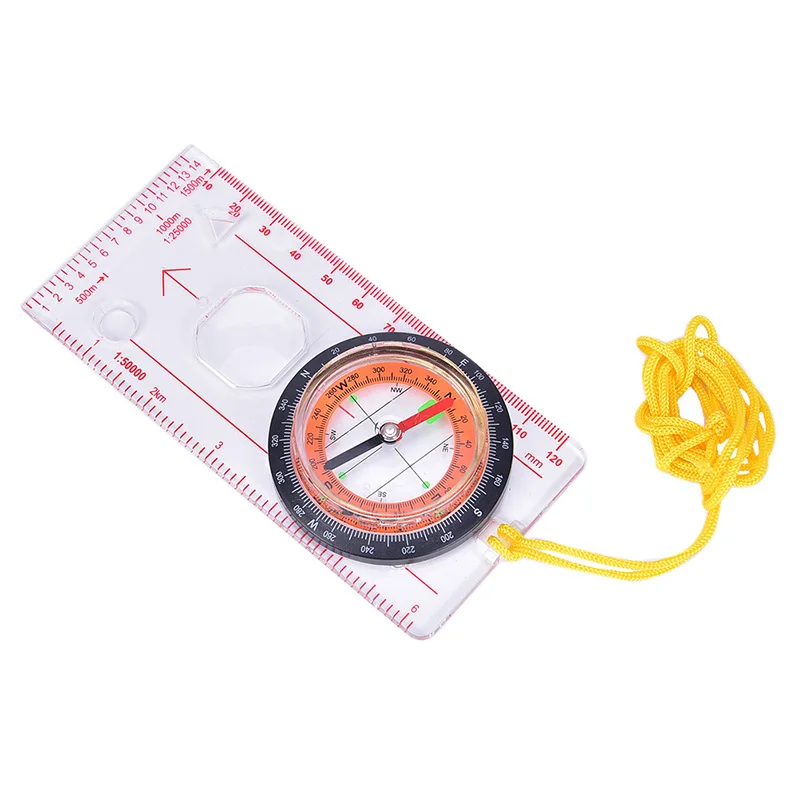 

Outdoor Portable Hiking Camping Ruler Map Magnifier Liquid Filled Compass